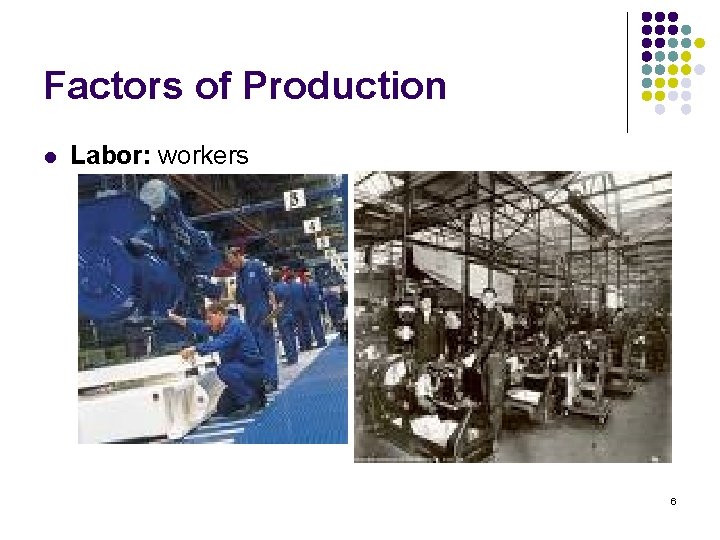 Factors of Production l Labor: workers 6 