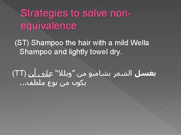 Strategies to solve nonequivalence (ST) Shampoo the hair with a mild Wella Shampoo and