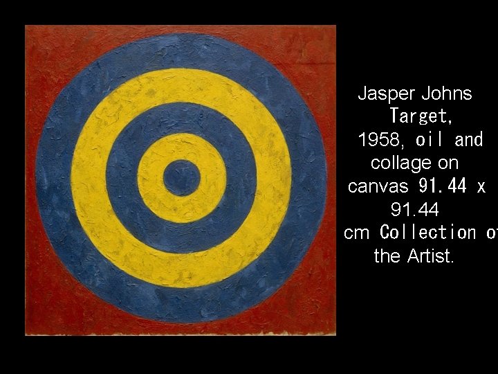 Jasper Johns  Target, 1958,  oil and collage on canvas  91. 44 x 91. 44