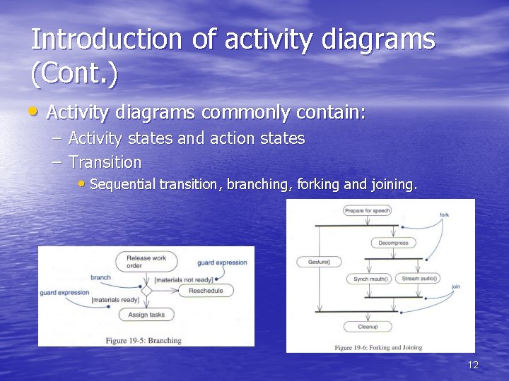 Introduction of activity diagrams (Cont. ) • Activity diagrams commonly contain: – Activity states