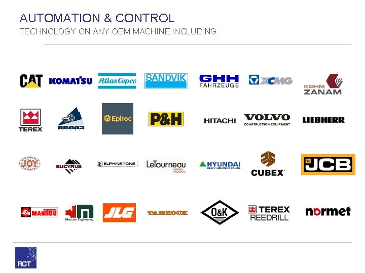 AUTOMATION & CONTROL TECHNOLOGY ON ANY OEM MACHINE INCLUDING: 