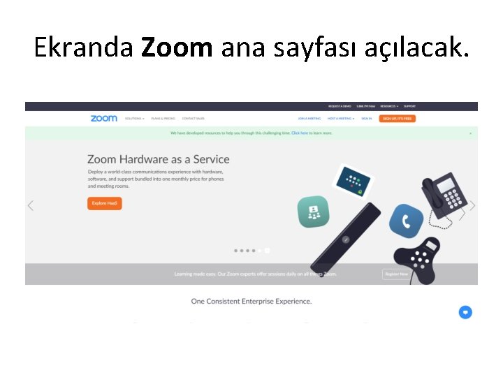 Ekranda Zoom ana sayfası açılacak. 