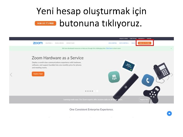 Yeni hesap oluşturmak için butonuna tıklıyoruz. 