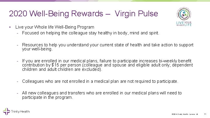 2020 Well Being Rewards – Virgin Pulse • Live your Whole life Well Being