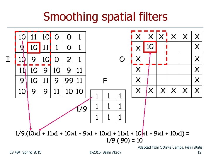 Smoothing spatial filters 10 9 I 11 10 10 11 0 1 10 9