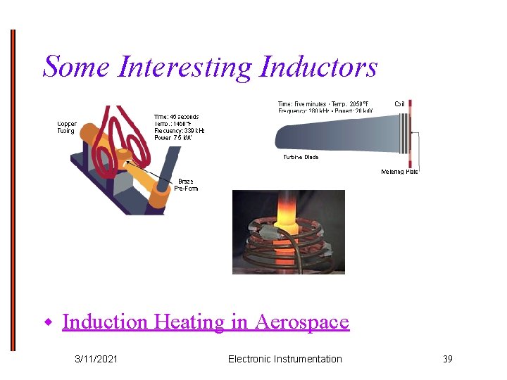 Some Interesting Inductors w Induction Heating in Aerospace 3/11/2021 Electronic Instrumentation 39 