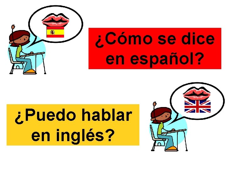 ¿Cómo se dice en español? ¿Puedo hablar en inglés? 