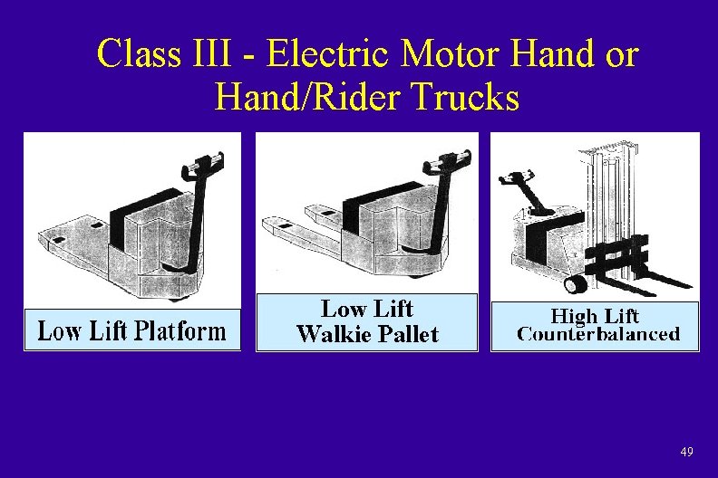 Class III - Electric Motor Hand/Rider Trucks 49 