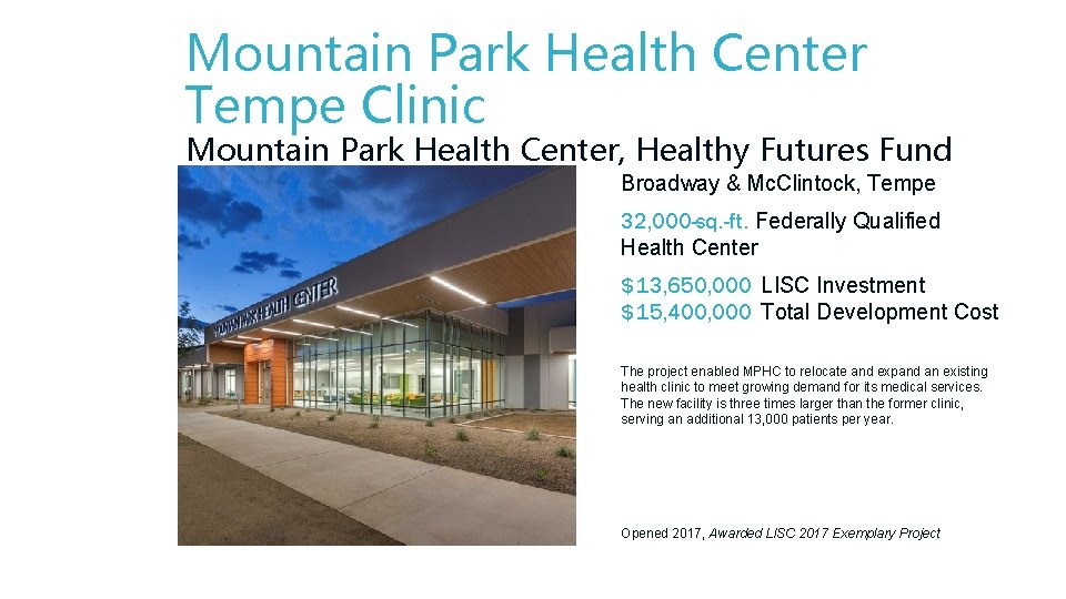 Mountain Park Health Center Tempe Clinic Mountain Park Health Center, Healthy Futures Fund Broadway