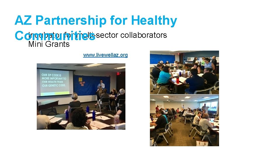 AZ Partnership for Healthy Incubator for multi-sector collaborators Communities Mini Grants www. livewellaz. org