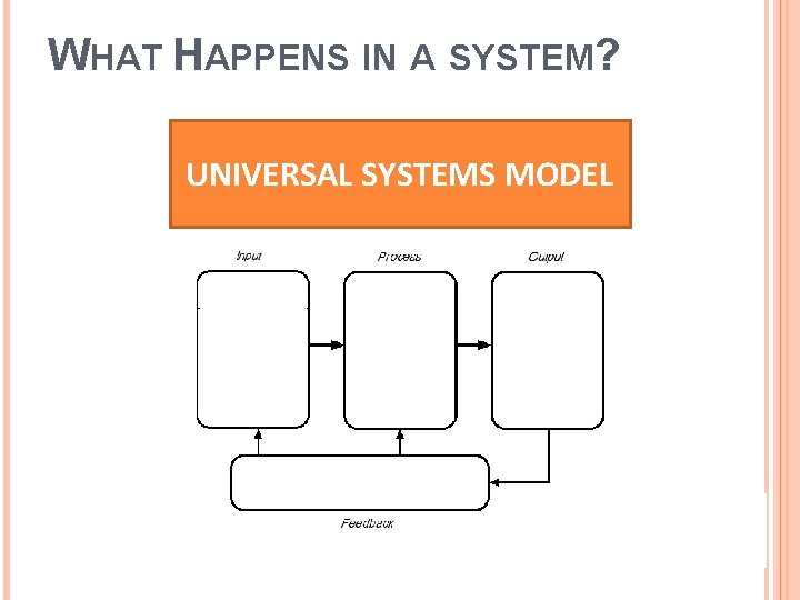 WHAT HAPPENS IN A SYSTEM? UNIVERSAL SYSTEMS MODEL 