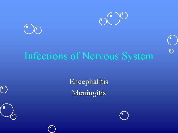 Infections of Nervous System Encephalitis Meningitis 