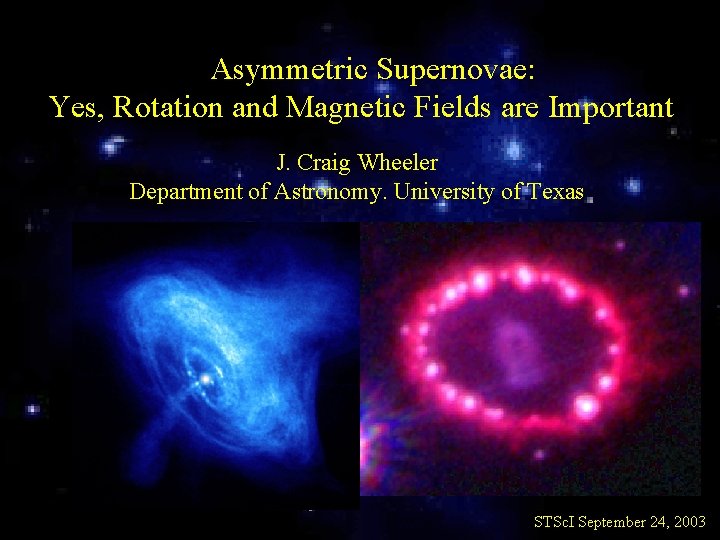 Asymmetric Supernovae: Yes, Rotation and Magnetic Fields are Important J. Craig Wheeler Department of