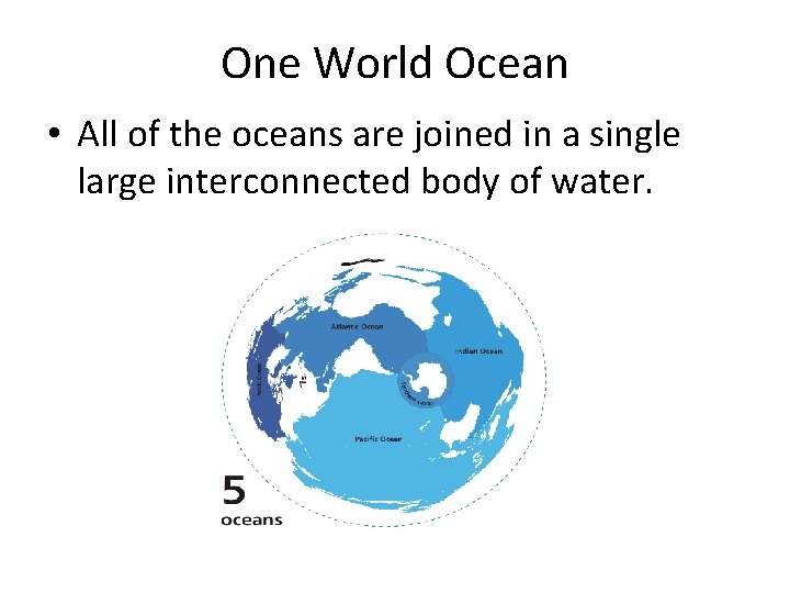One World Ocean • All of the oceans are joined in a single large