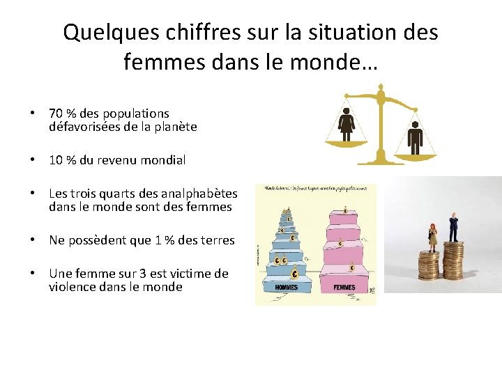 Quelques chiffres sur la situation des femmes dans le monde… • 70 % des