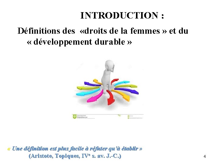 INTRODUCTION : Définitions des «droits de la femmes » et du « développement durable