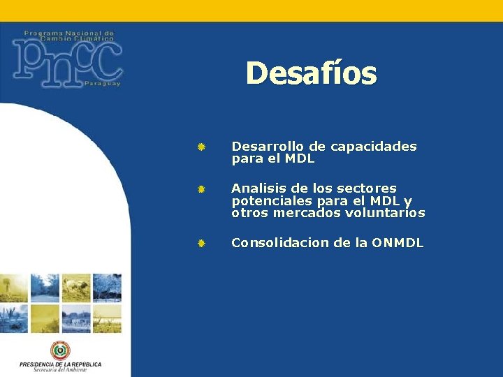 Desafíos Desarrollo de capacidades para el MDL Analisis de los sectores potenciales para el