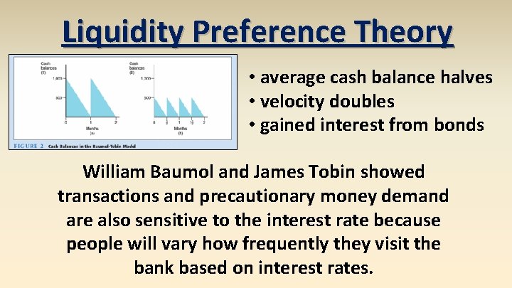 Liquidity Preference Theory • average cash balance halves • velocity doubles • gained interest