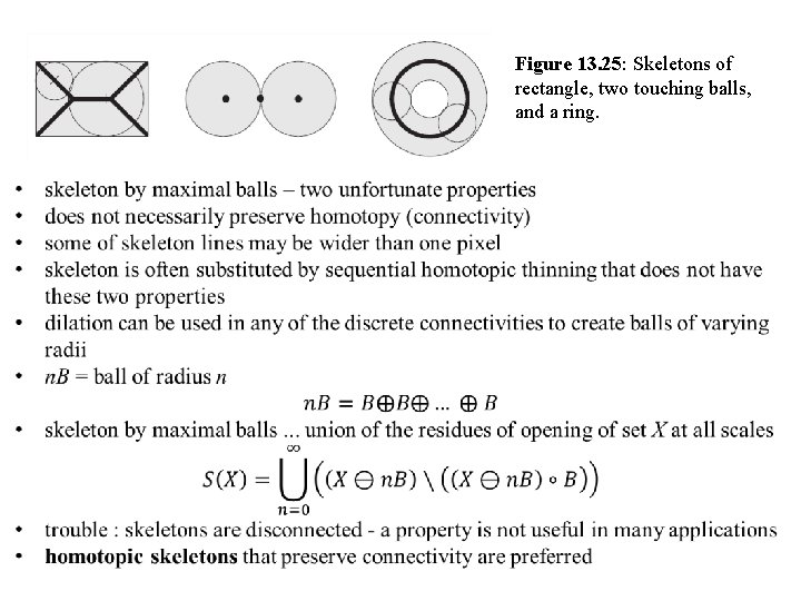 Figure 13. 25: Skeletons of rectangle, two touching balls, and a ring. Figure 13. 25: Skeletons of rectangle, two touching balls, and a ring.