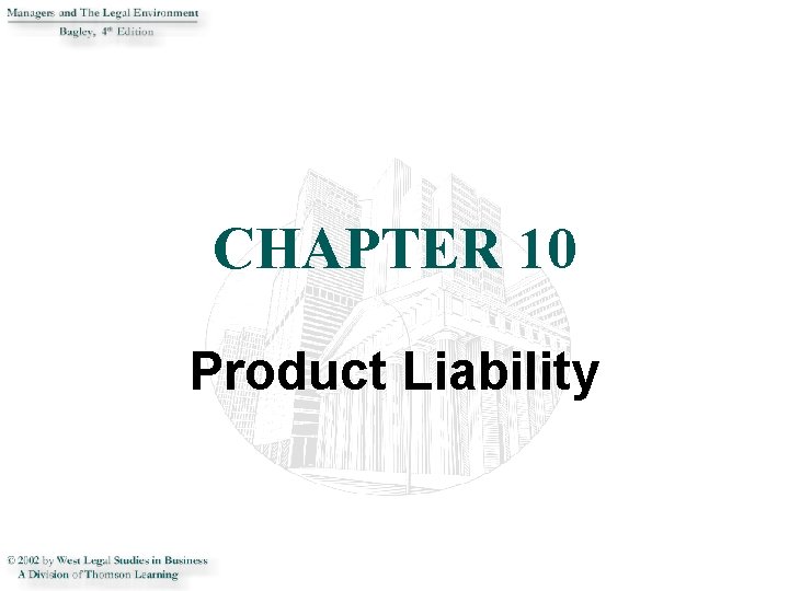 CHAPTER 10 Product Liability 