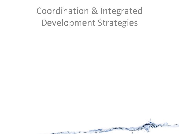 Coordination & Integrated Development Strategies 