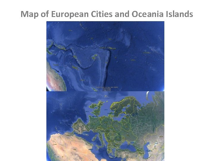Map of European Cities and Oceania Islands 