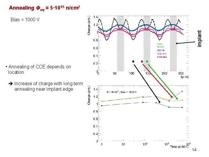 Annealing Φeq = 5· 1015 n/cm 2 implant Bias = 1000 V • Annealing