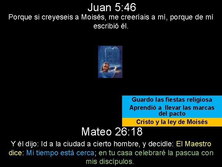 Juan 5: 46 Porque si creyeseis a Moisés, me creeríais a mí, porque de