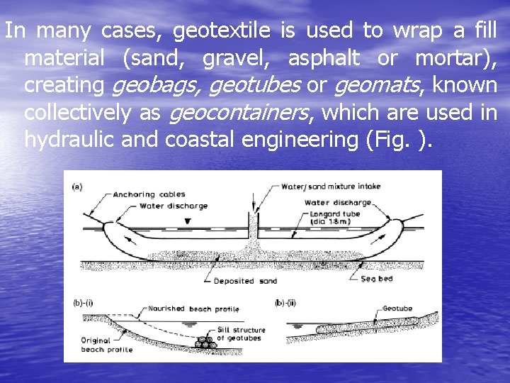 In many cases, geotextile is used to wrap a fill material (sand, gravel, asphalt