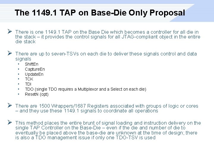 The 1149. 1 TAP on Base-Die Only Proposal Ø There is one 1149. 1