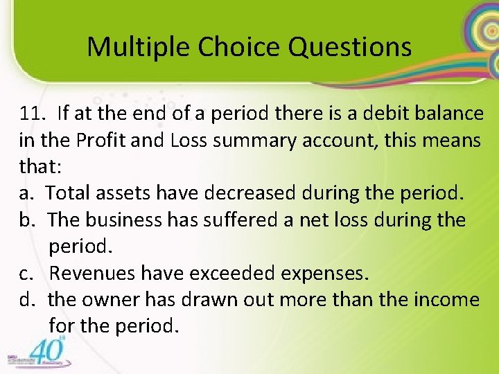 Multiple Choice Questions 11. If at the end of a period there is a