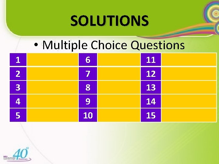 SOLUTIONS • Multiple Choice Questions 1 2 3 4 5 6 7 8 9