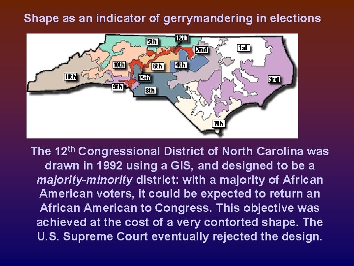 Shape as an indicator of gerrymandering in elections The 12 th Congressional District of