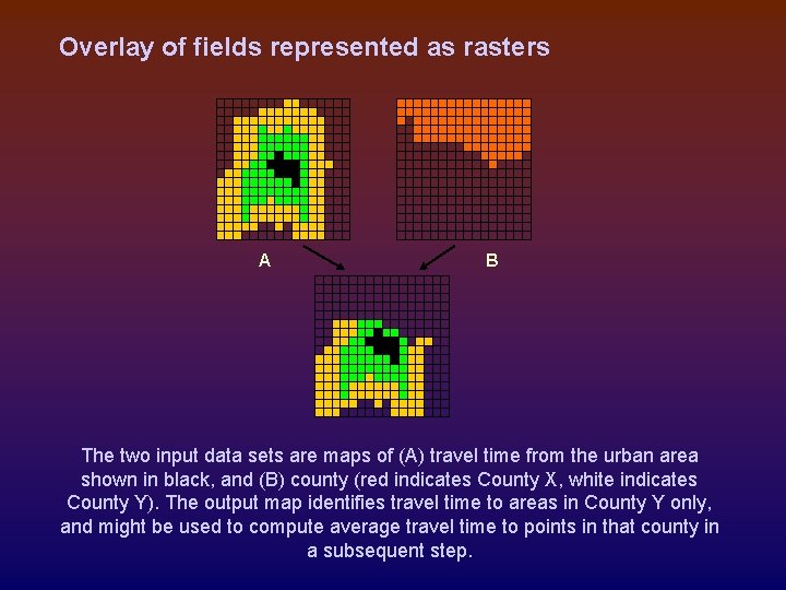 Overlay of fields represented as rasters A B The two input data sets are