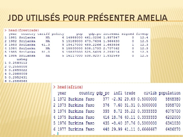 JDD UTILISÉS POUR PRÉSENTER AMELIA 