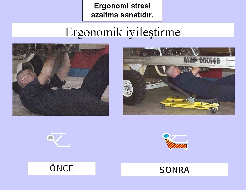 Ergonomi stresi azaltma sanatıdır. Ergonomik iyileştirme ÖNCE SONRA 