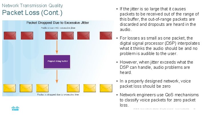 Network Transmission Quality Packet Loss (Cont. ) § If the jitter is so large