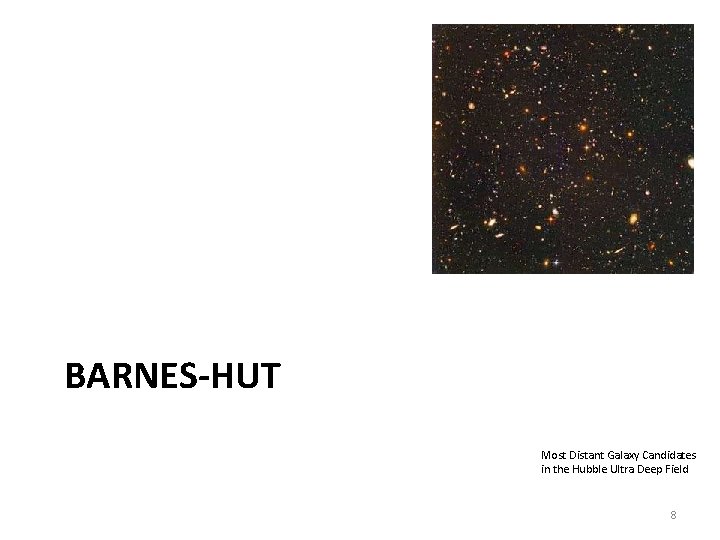 BARNES-HUT Most Distant Galaxy Candidates in the Hubble Ultra Deep Field 8 