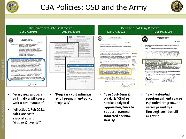 CBA Policies: OSD and the Army Department of Army Directive (Jan 07, 2011) (Dec