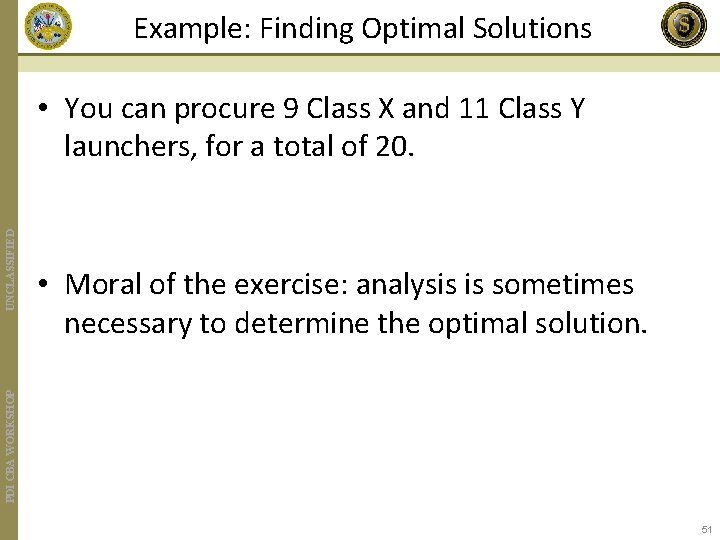 Example: Finding Optimal Solutions • Moral of the exercise: analysis is sometimes necessary to