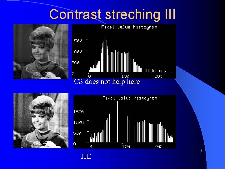 Contrast streching III CS does not help here HE ? 