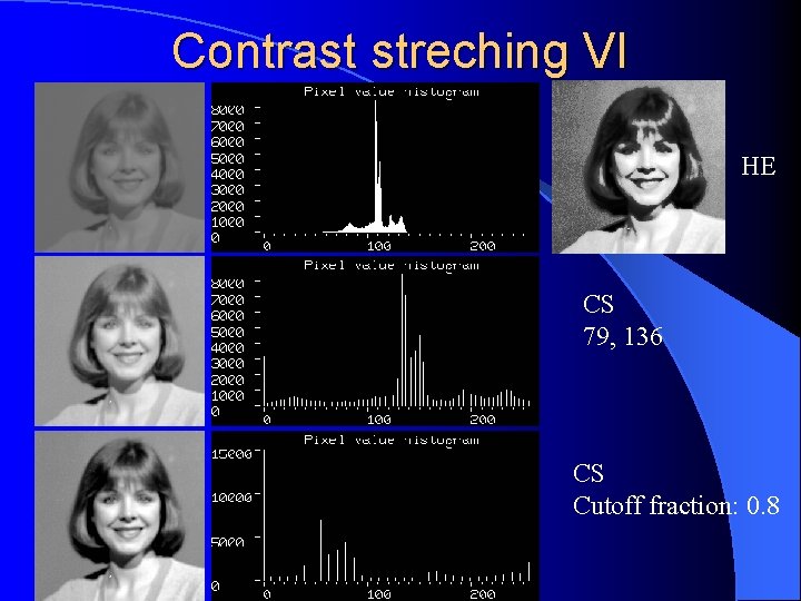Contrast streching VI HE CS 79, 136 CS Cutoff fraction: 0. 8 