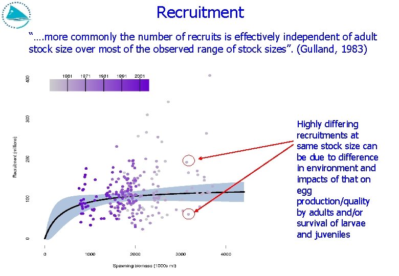 Recruitment “…. more commonly the number of recruits is effectively independent of adult stock