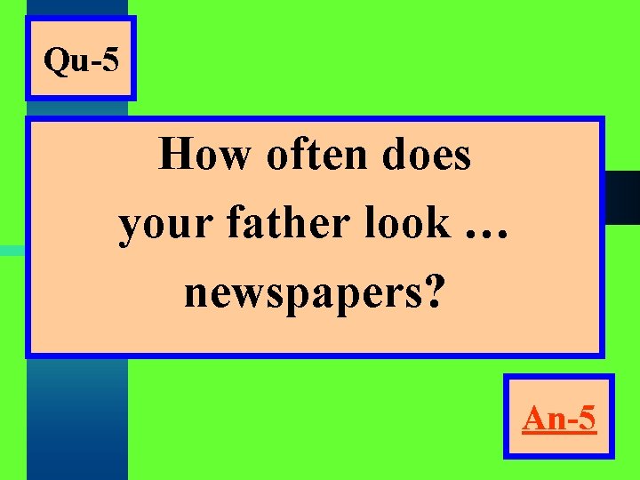 Qu-5 How often does your father look … newspapers? An-5 