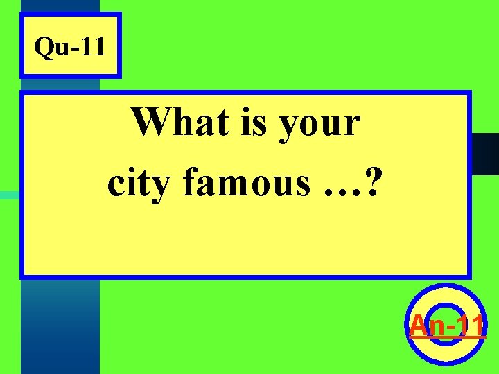 Qu-11 What is your city famous …? An-11 