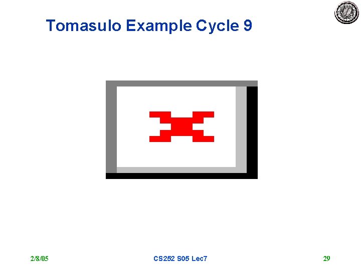 Tomasulo Example Cycle 9 2/8/05 CS 252 S 05 Lec 7 29 