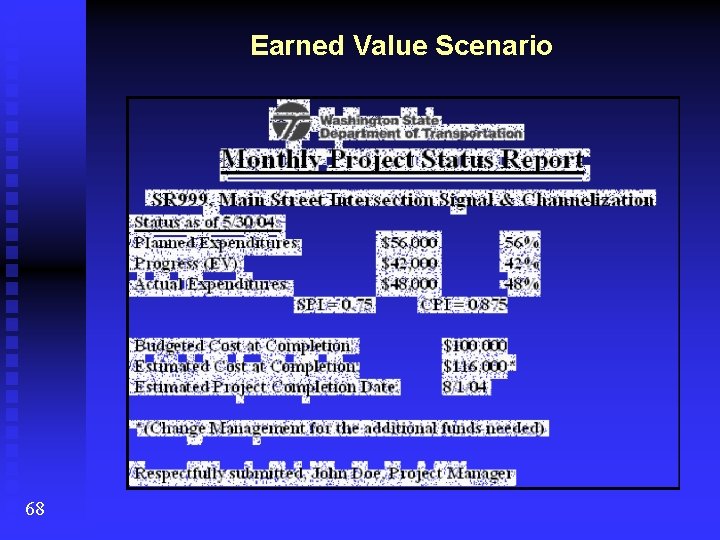 Earned Value Scenario 68 