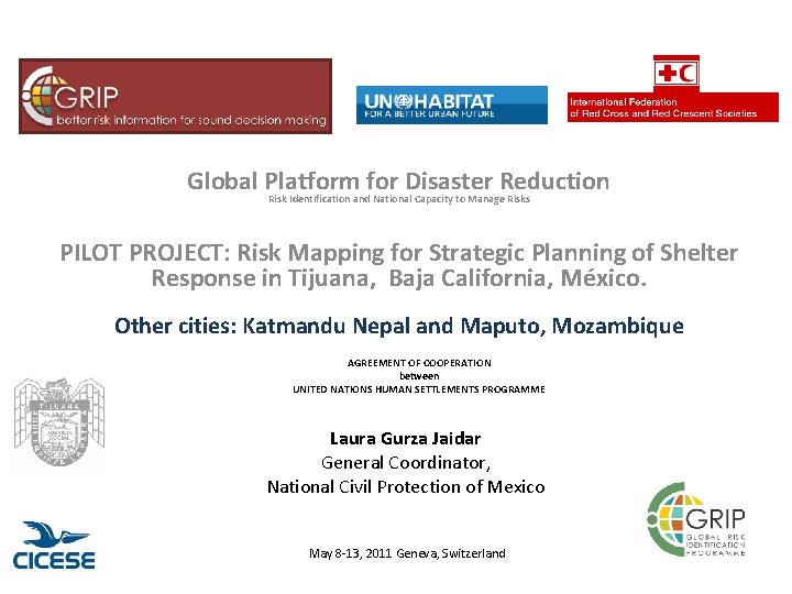 Global Platform for Disaster Reduction Risk Identification and National Capacity to Manage Risks PILOT