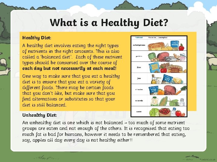 What is a Healthy Diet? Healthy Diet: A healthy diet involves eating the right