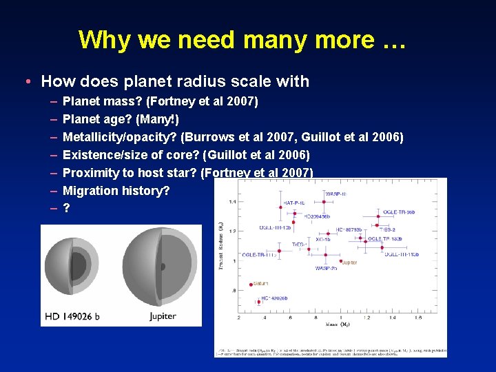 Why we need many more … • How does planet radius scale with –